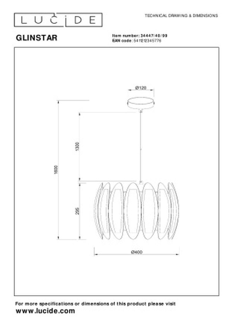 Lucide GLINSTAR - Závesné svietidlo - Ø 40 cm - 1xE27 - Viacfarebné